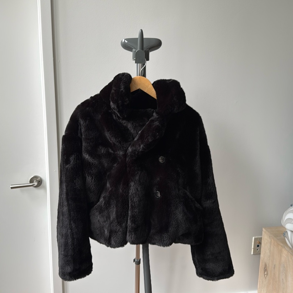 Noize Black Faux Fur Cropped Jacket